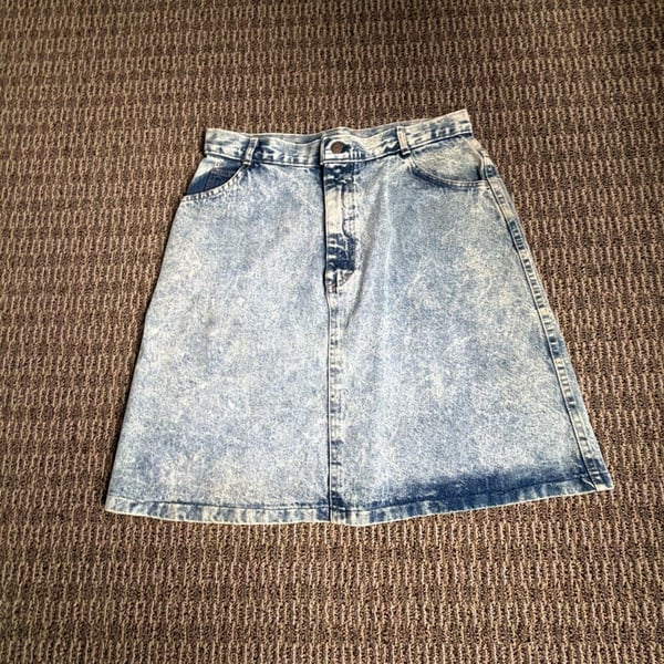 Vintage Cap Ferrat Acid Wash Denim Mini Skirt