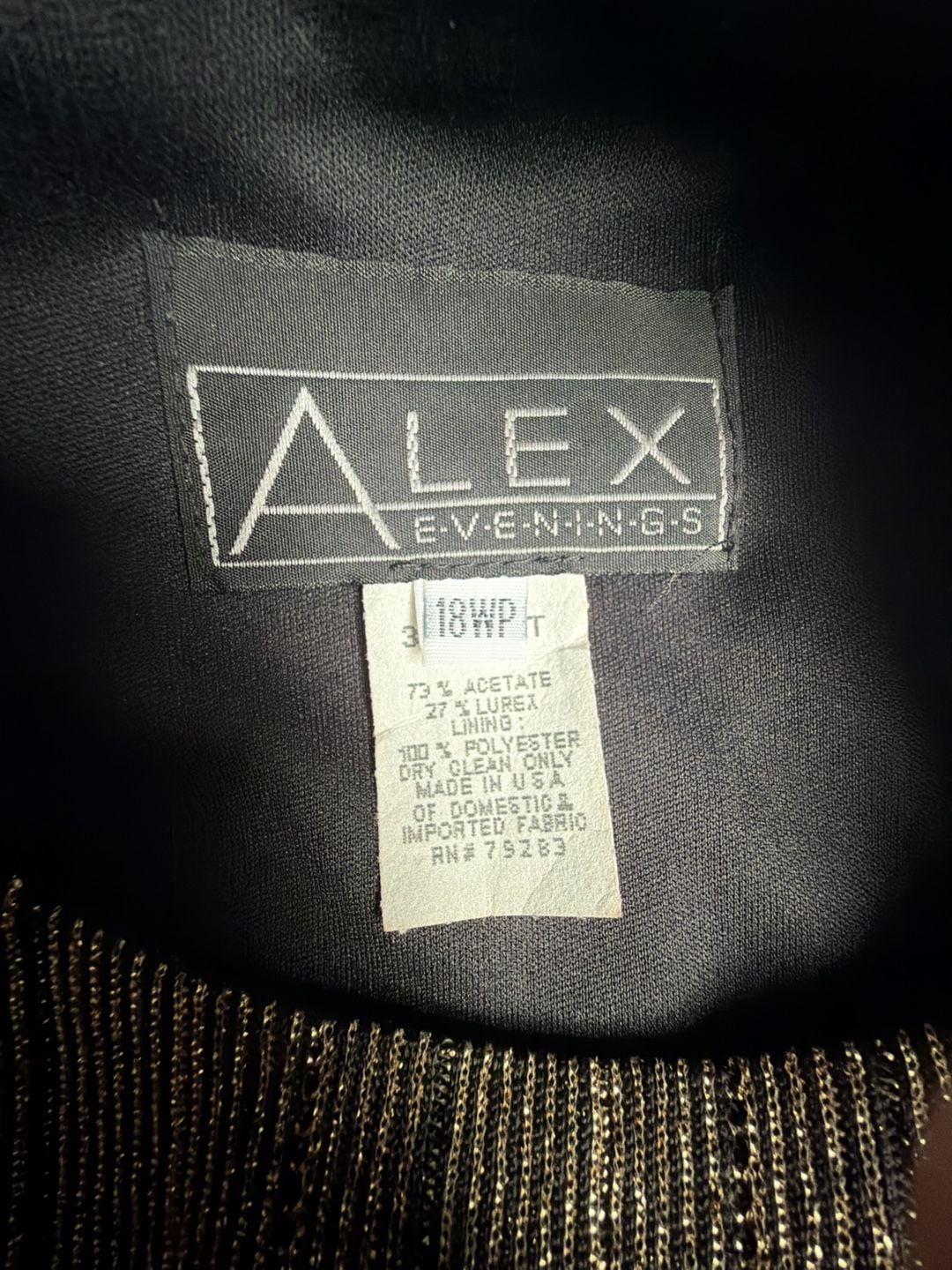 Alex Evenings Vintage Black and Gold Lurex Formal Top Size 18WP 2