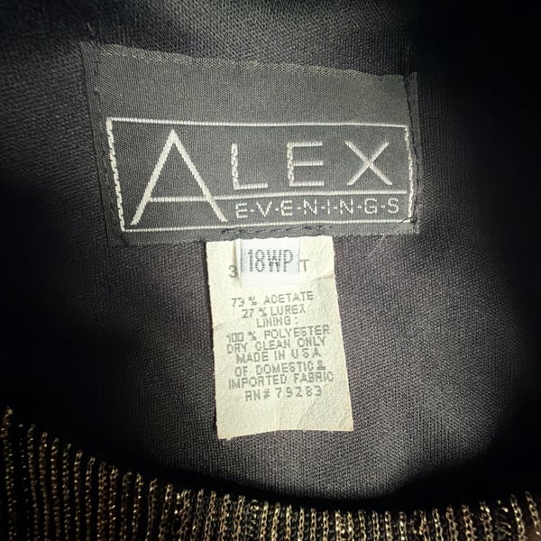 Alex Evenings Vintage Black and Gold Lurex Formal Top Size 18WP