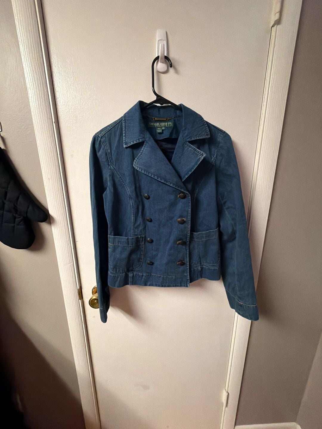 Lauren Jeans Co. Ralph Lauren Women's Double-Breasted Denim Blazer Peacoat 2