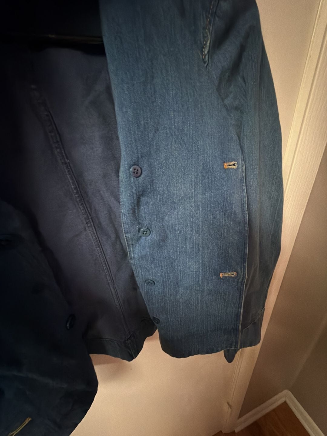 Lauren Jeans Co. Ralph Lauren Women's Double-Breasted Denim Blazer Peacoat 4
