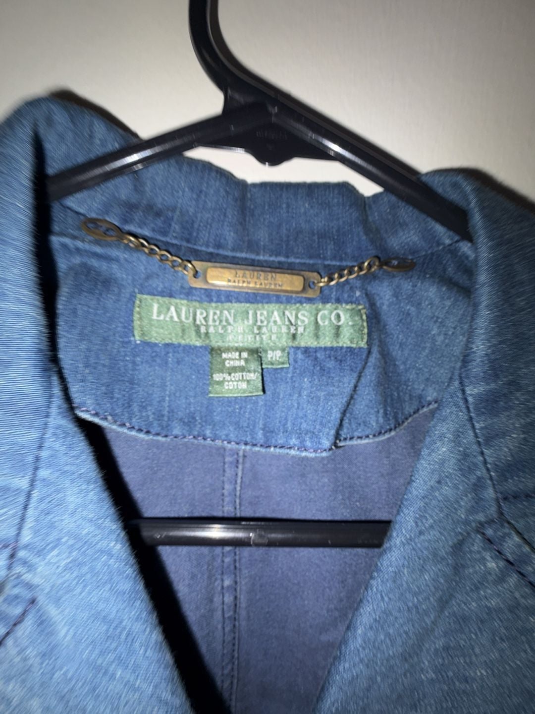 Lauren Jeans Co. Ralph Lauren Women's Double-Breasted Denim Blazer Peacoat 6