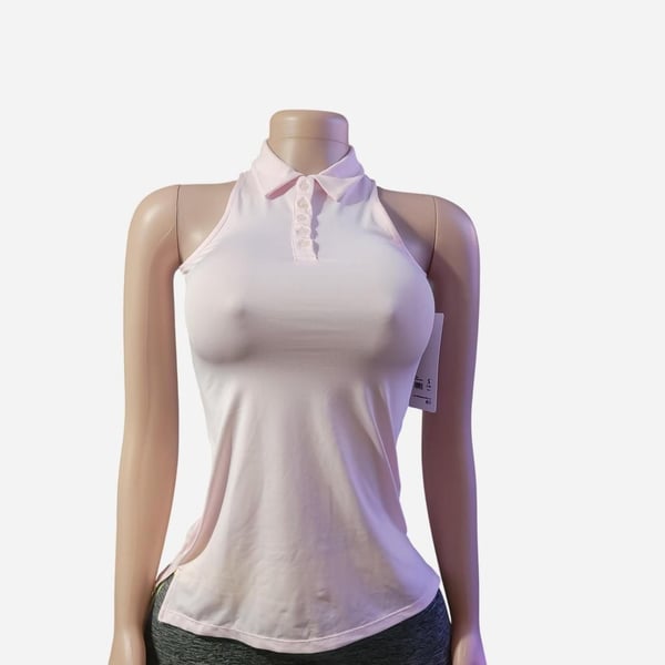 90 Degree By Reflex Girls Sleeveless Racerback Polo Athletic Shirt Pink