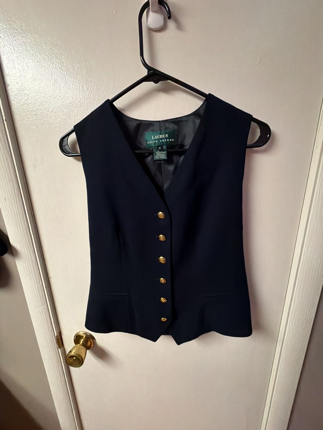 Lauren Ralph Lauren Black Button-Front Tailored Vest 1