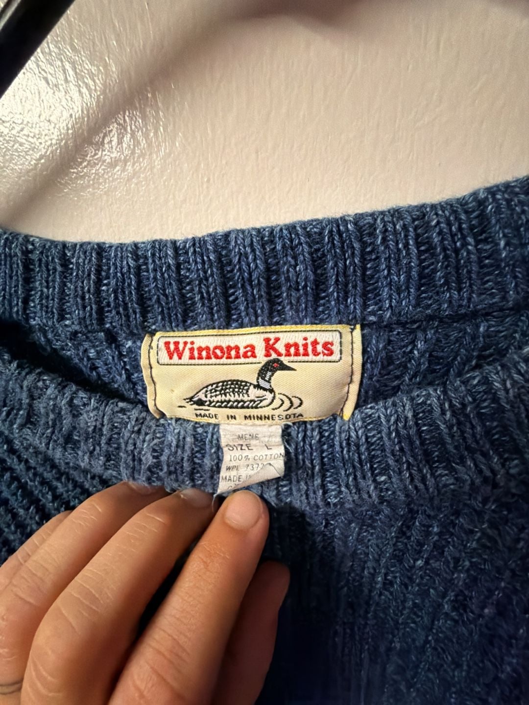 Winona Knits Vintage 100% Cotton Ribbed Fisherman Sweater 3