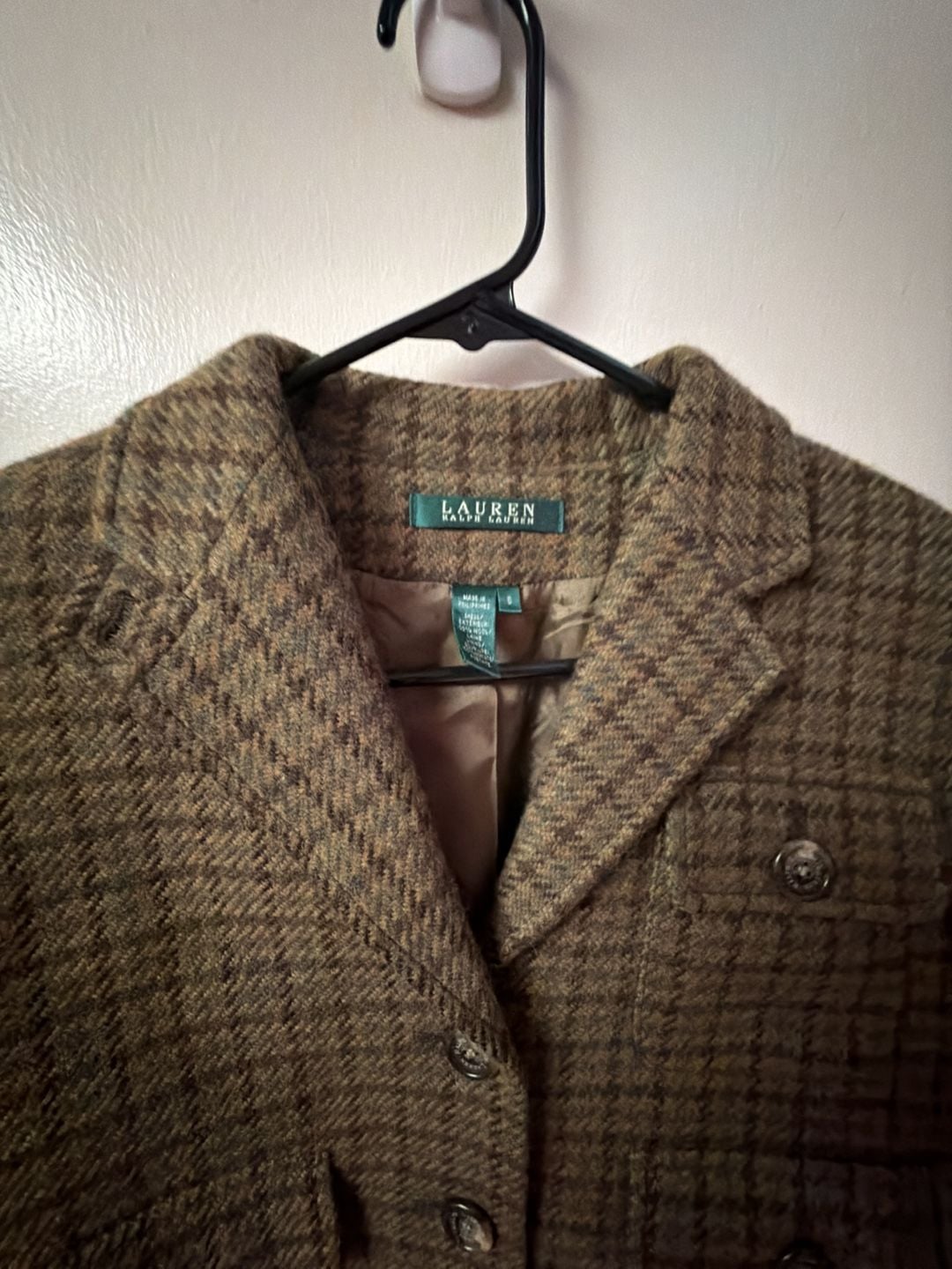 Lauren Ralph Lauren Women's Wool-Blend Houndstooth Tweed Blazer Jacket 1