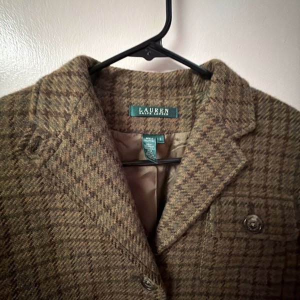 Lauren Ralph Lauren Women's Wool-Blend Houndstooth Tweed Blazer Jacket