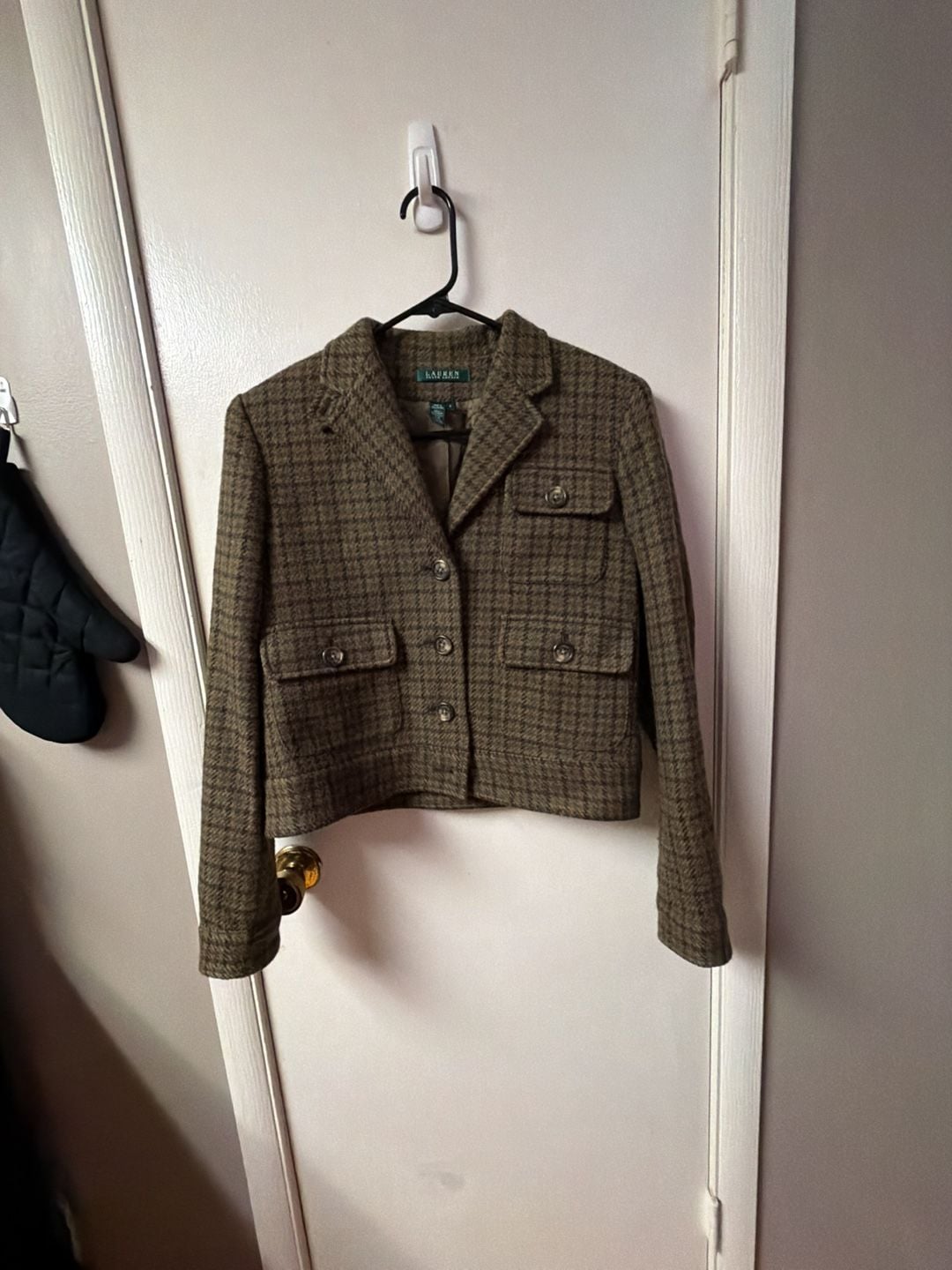 Lauren Ralph Lauren Women's Wool-Blend Houndstooth Tweed Blazer Jacket 3