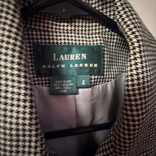 Lauren Ralph Lauren Women's Vintage Houndstooth Blazer Jacket Size 4