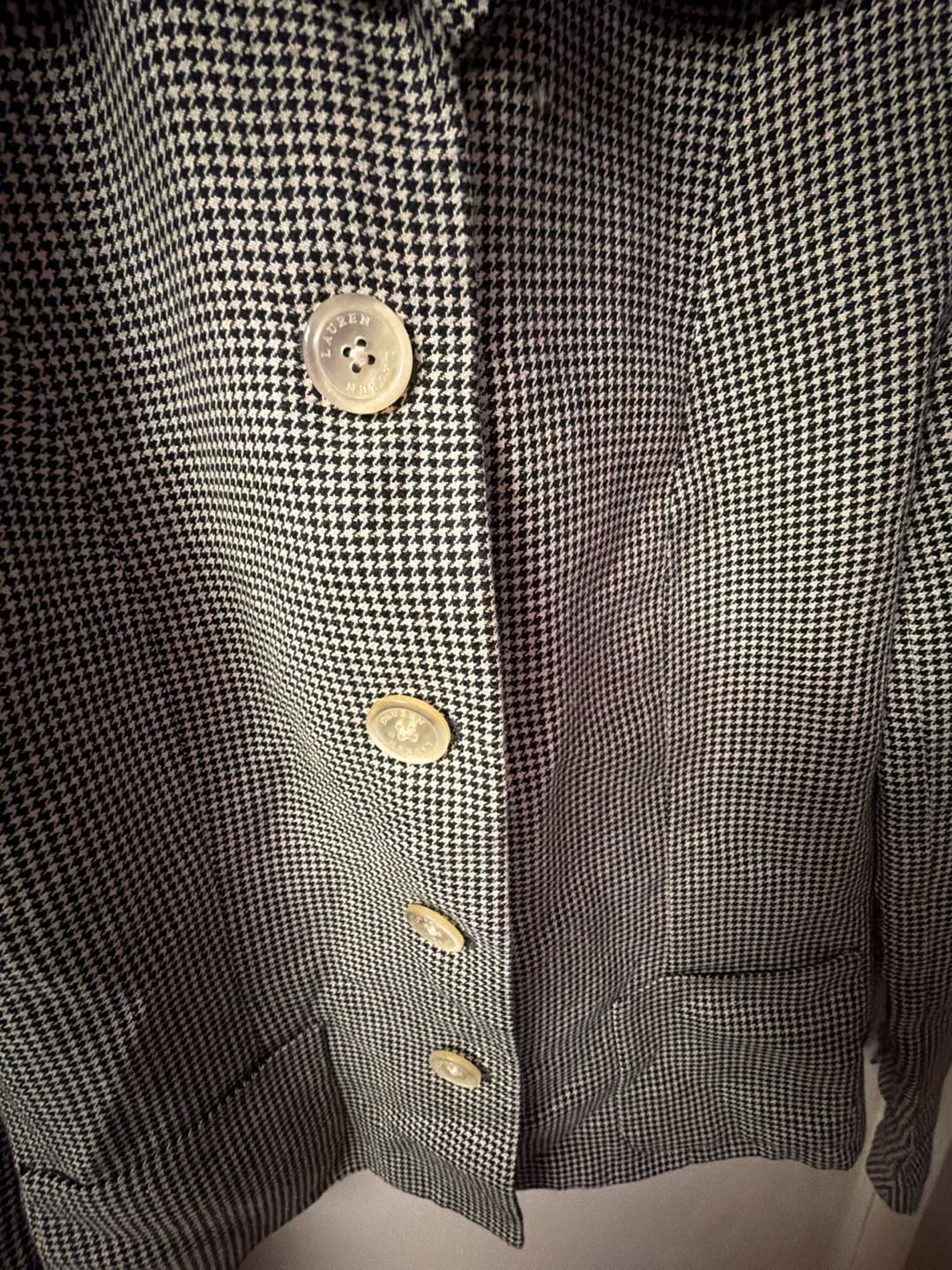Lauren Ralph Lauren Women's Vintage Houndstooth Blazer Jacket Size 4 3