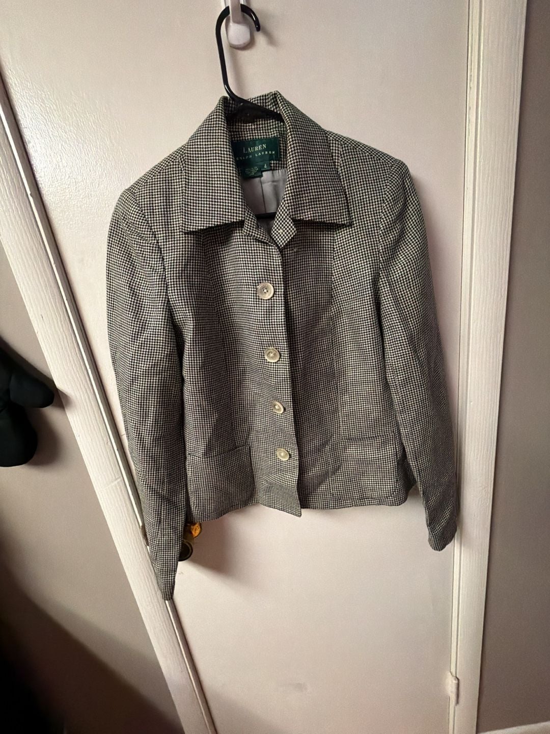 Lauren Ralph Lauren Women's Vintage Houndstooth Blazer Jacket Size 4 4