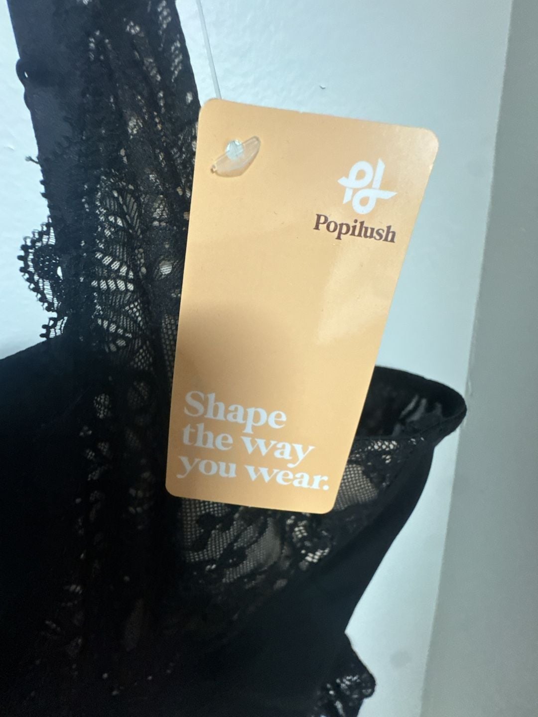 Popilush Deep-V Neck Lace Tummy Control Shapewear Thong Bodysuit 2