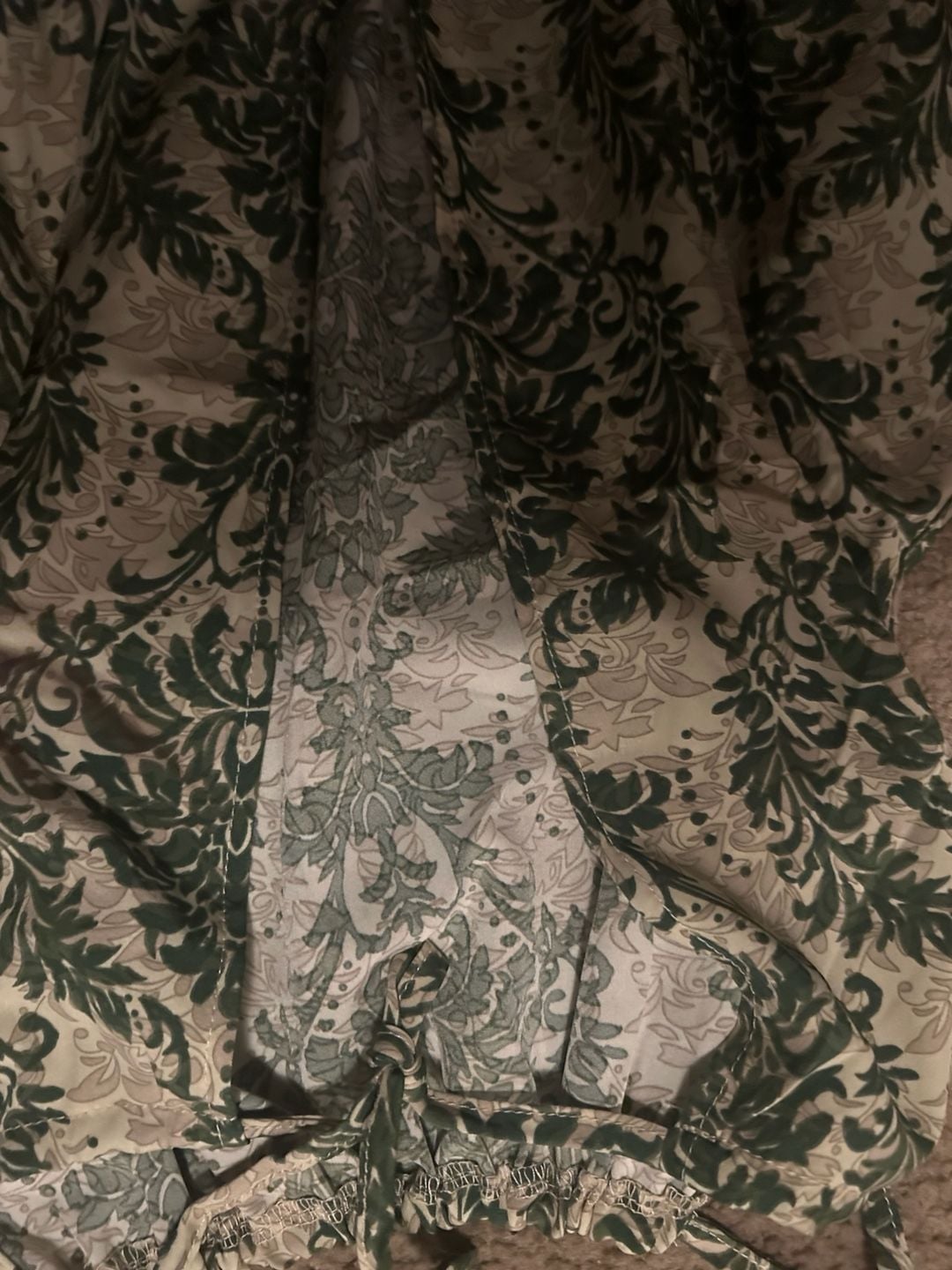 Plus Size 1xl SHEIN Green and Beige Damask Print Halter Romper 9