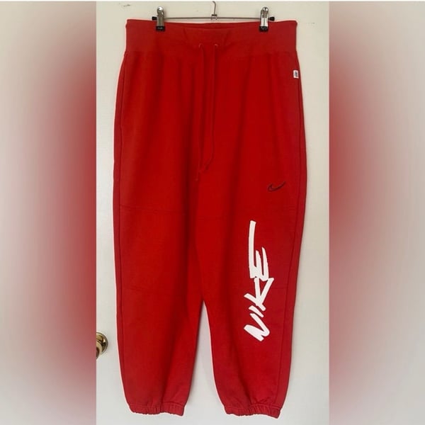 Nike Sportswear Red Graphic Fleece Jogger Sweatpants