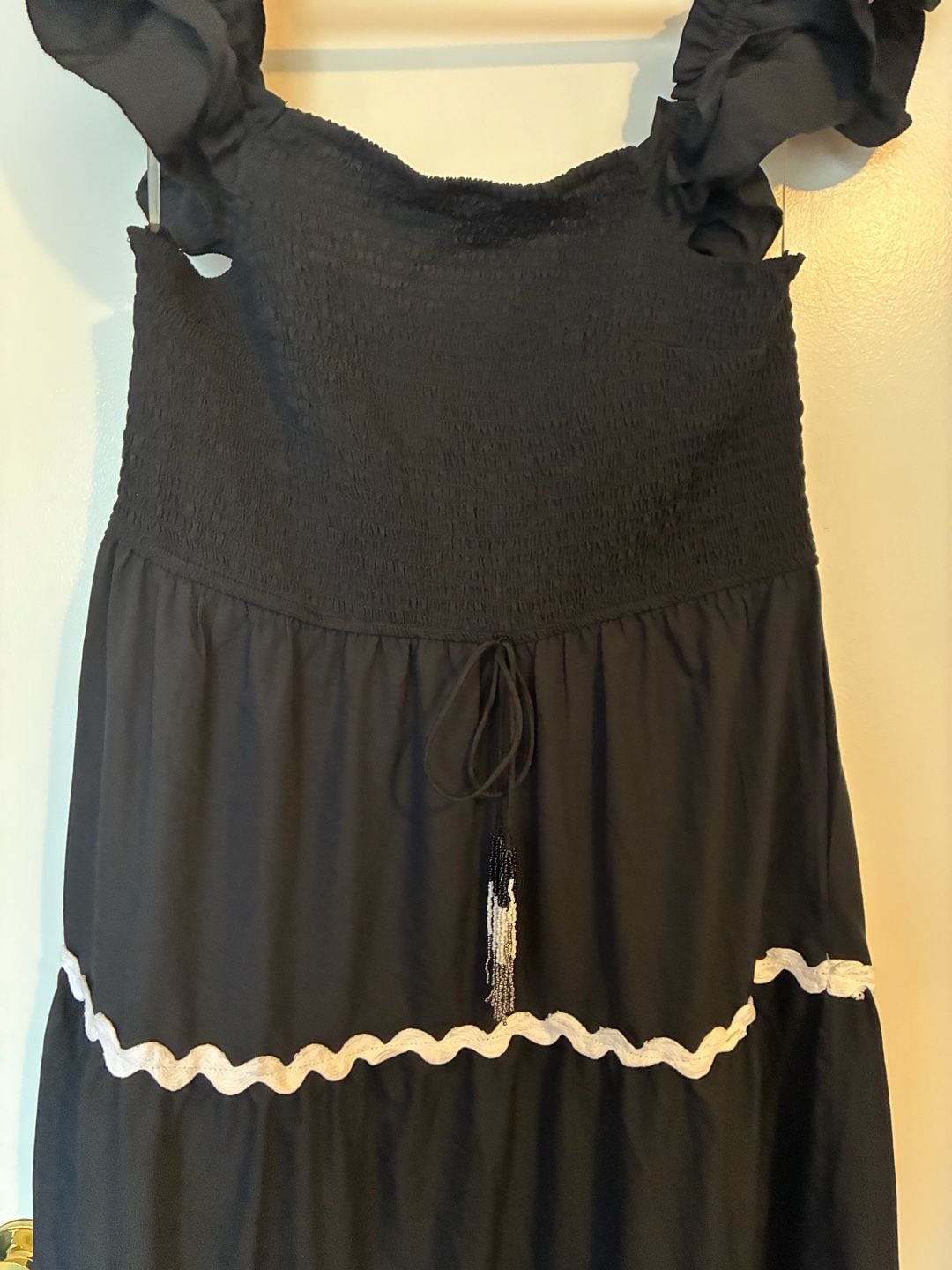 Women's Summer Flutter Sleeve Smocked Rickrack Tiered Maxi Dress 3