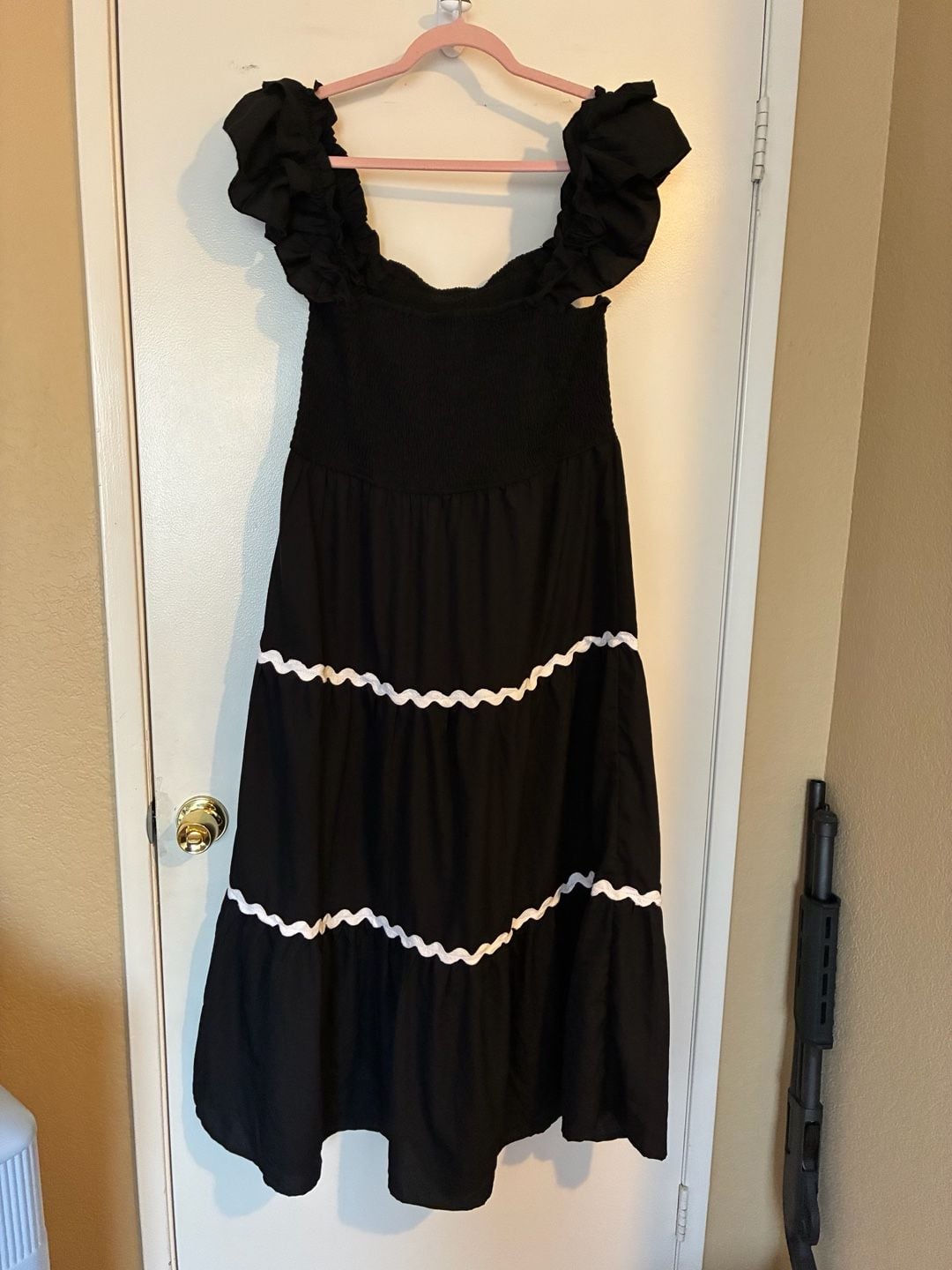 Women's Summer Flutter Sleeve Smocked Rickrack Tiered Maxi Dress 4