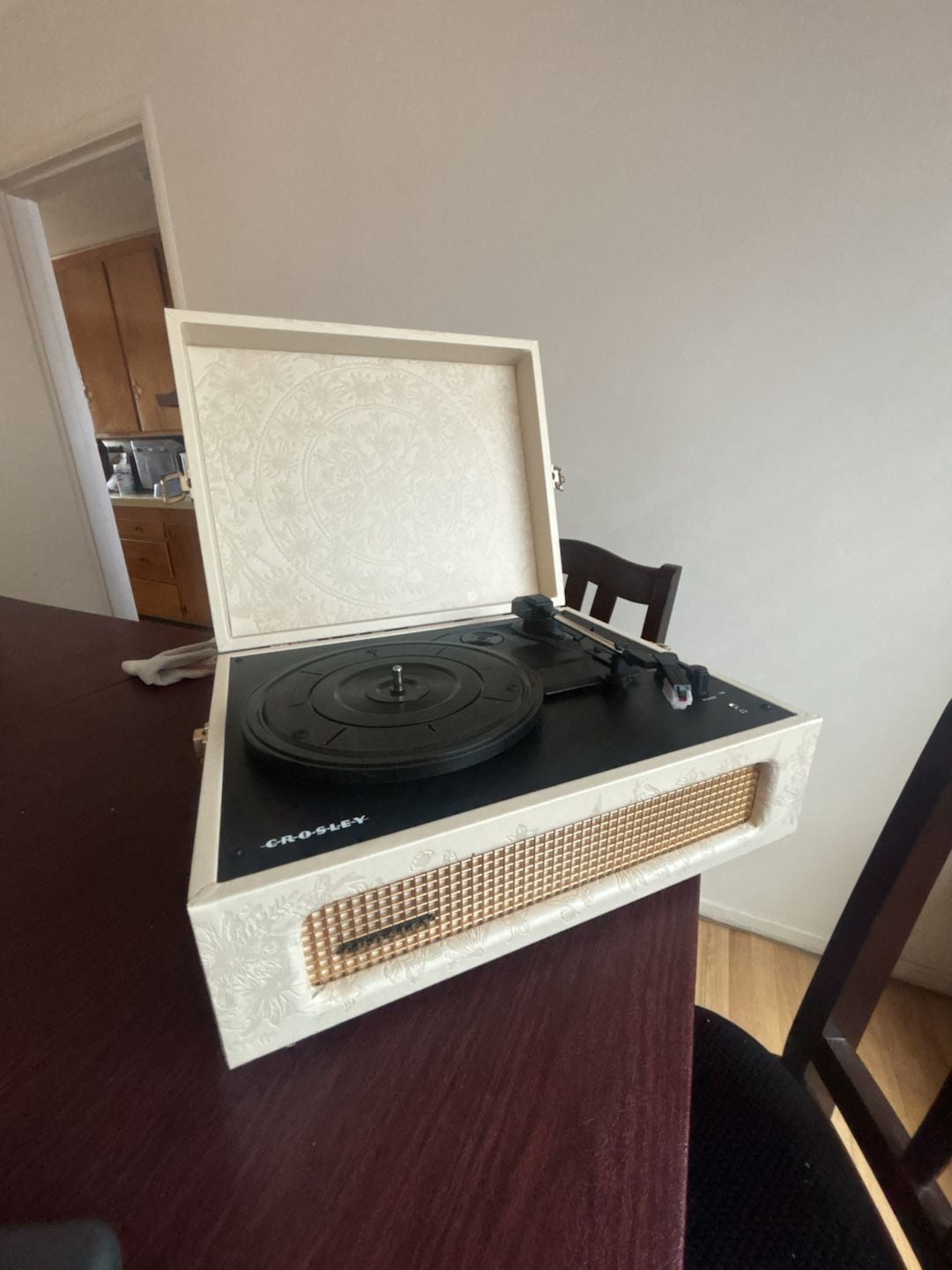 Crosley Voyager Portable 3-Speed Record Player with Debossed Floral Pattern 1