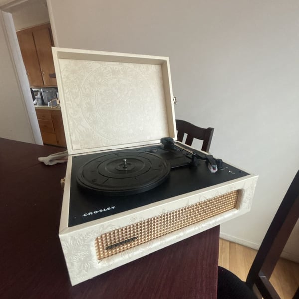 Crosley Voyager Portable 3-Speed Record Player with Debossed Floral Pattern