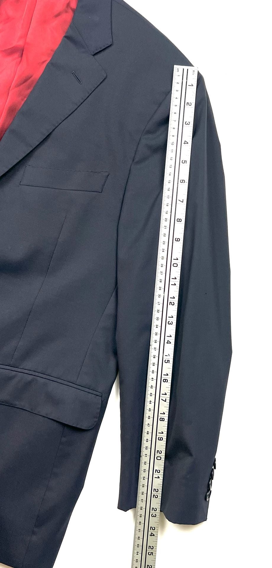 Saks Fifth Avenue Made in Italy Wool Two-Button Black Blazer Est 42R see measurements 5