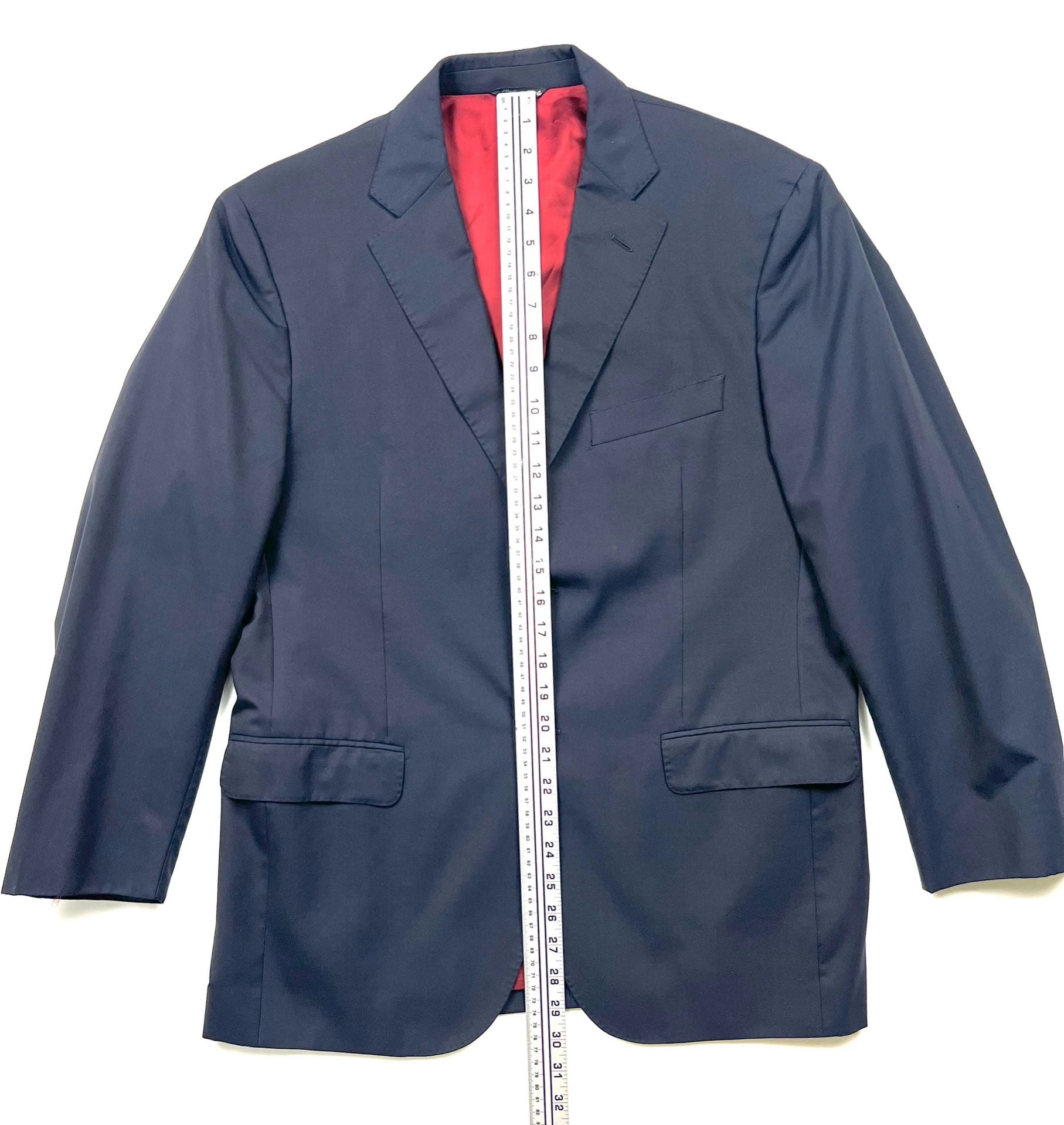 Saks Fifth Avenue Made in Italy Wool Two-Button Black Blazer Est 42R see measurements 6