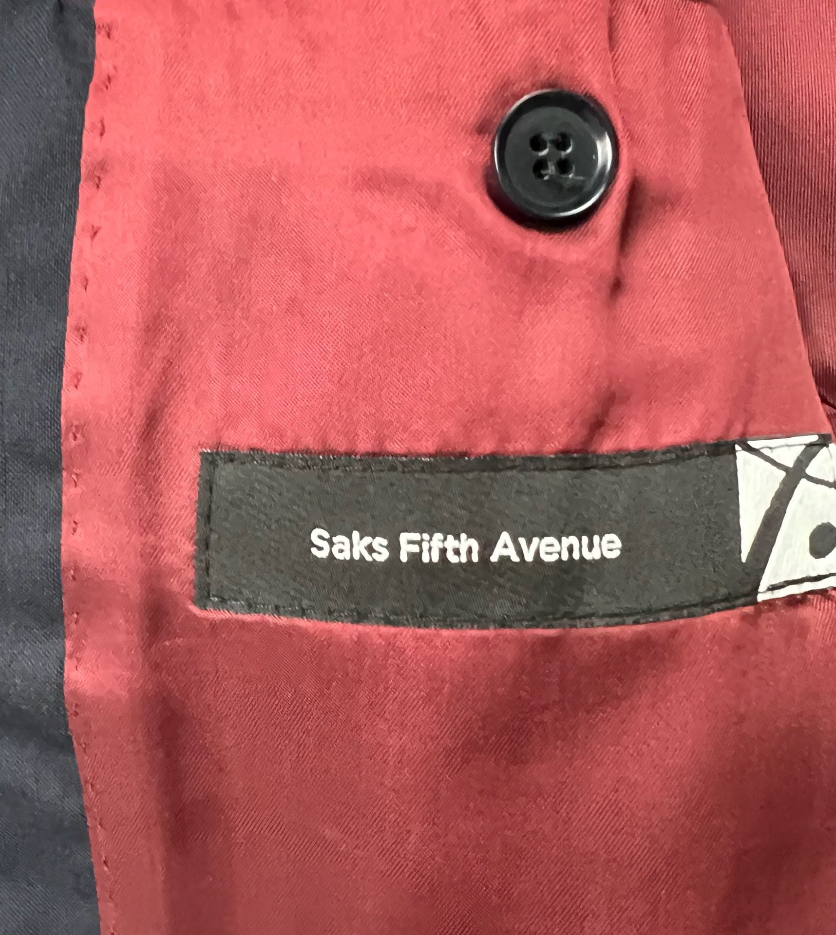 Saks Fifth Avenue Made in Italy Wool Two-Button Black Blazer Est 42R see measurements 9