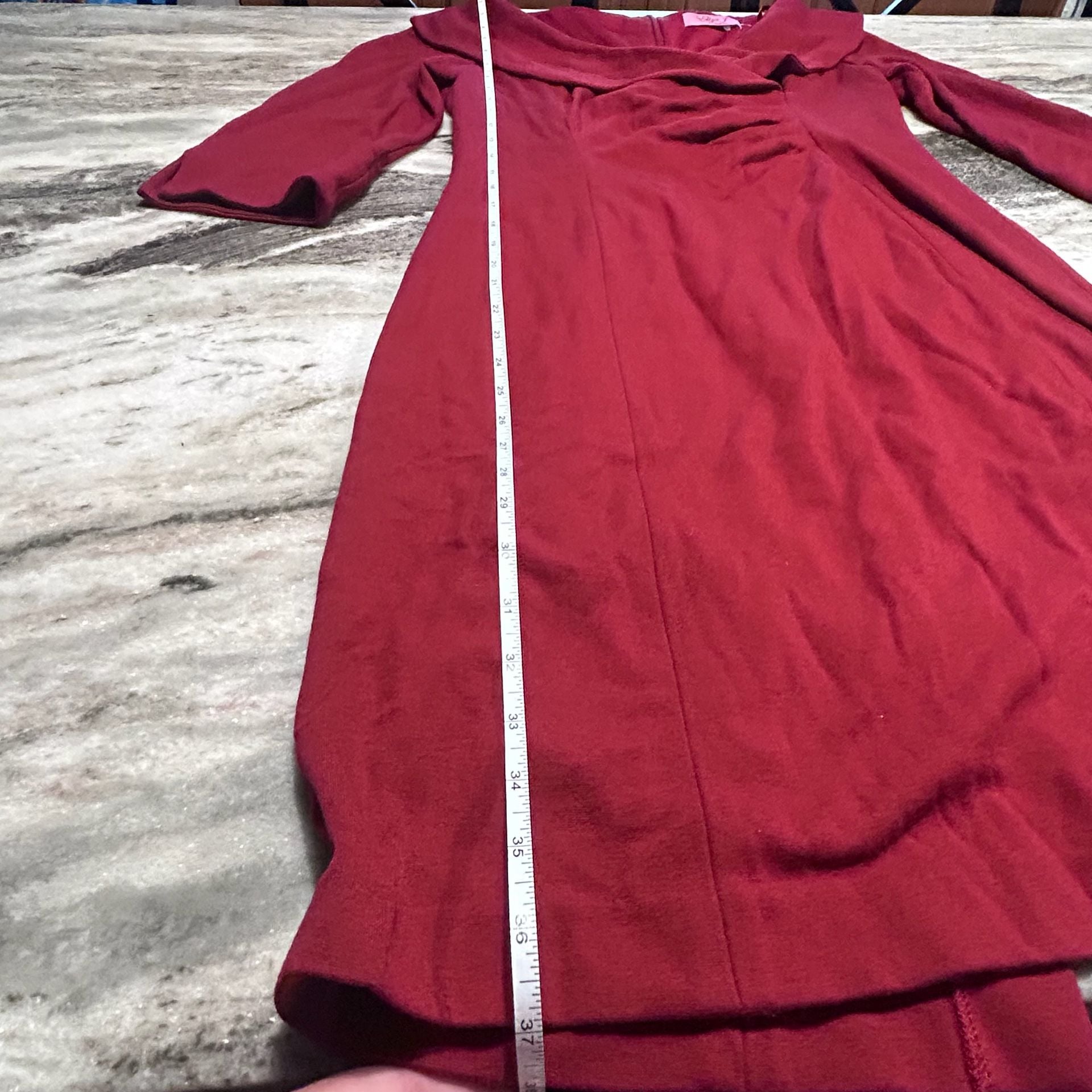 Eliza J New York Burgundy 3/4 Sleeve Shawl Collar Sheath Dress 7