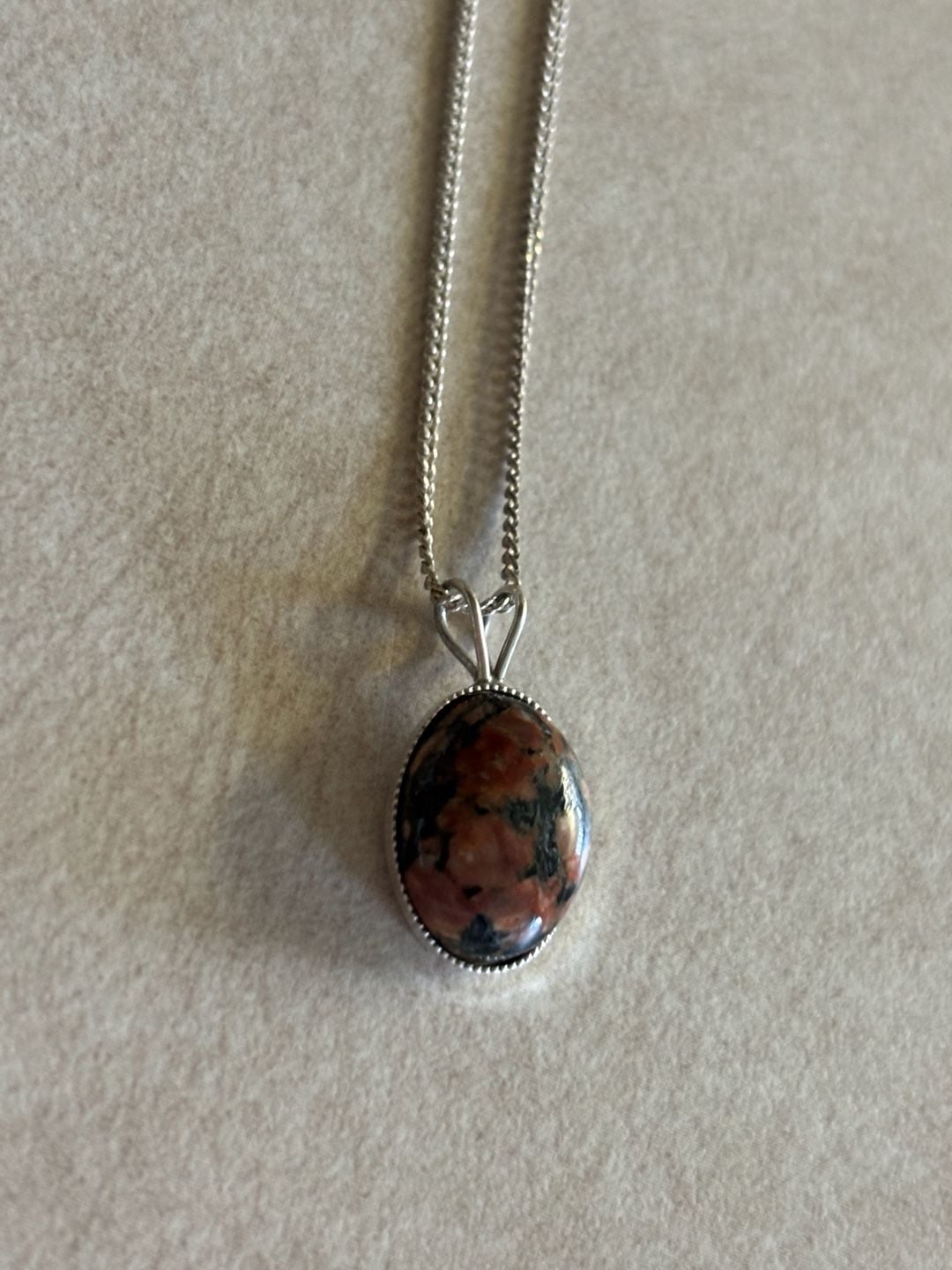 Hedenäset Granite Stone Pendant Necklace in 925 Sterling Silver 2