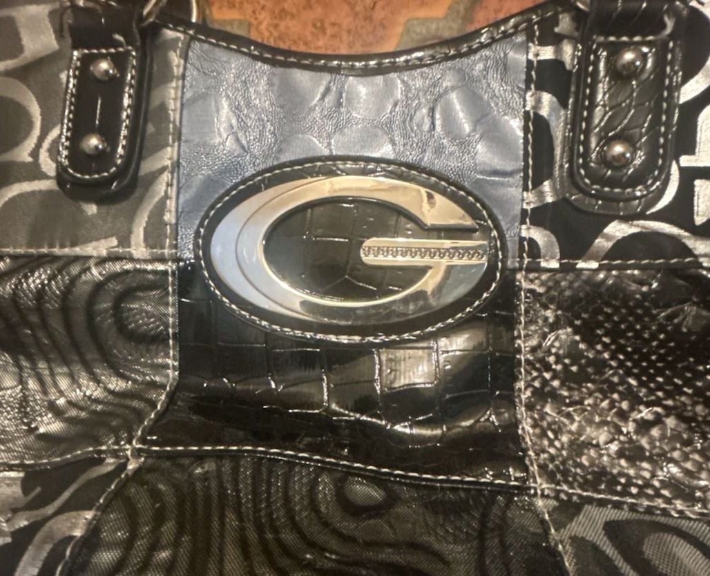 G by Guess Patchwork Multi-Textured Handbag with Large G Logo 3