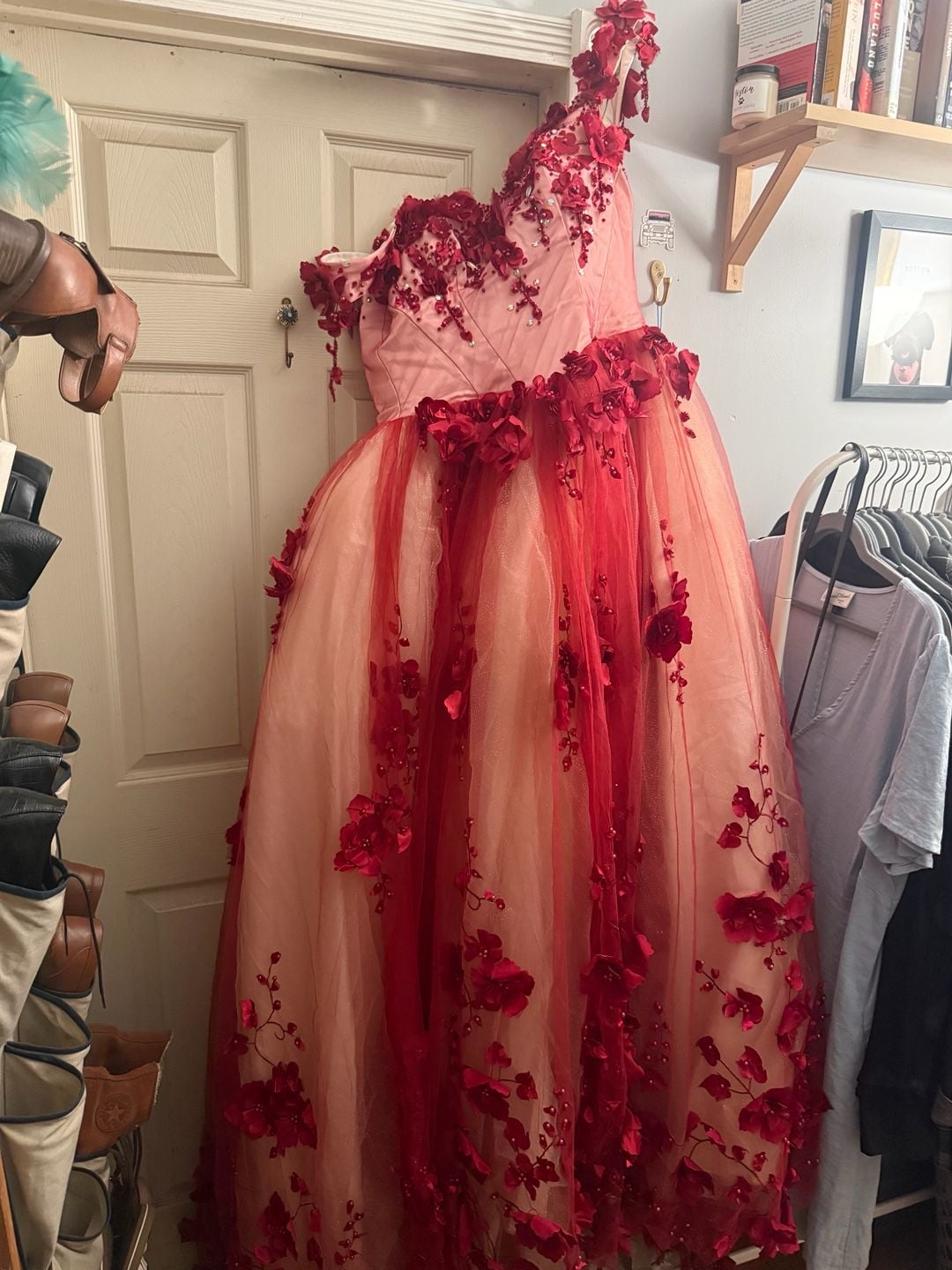 Elizabeth K 3D Floral Embellished Off-Shoulder Corset Gown 1