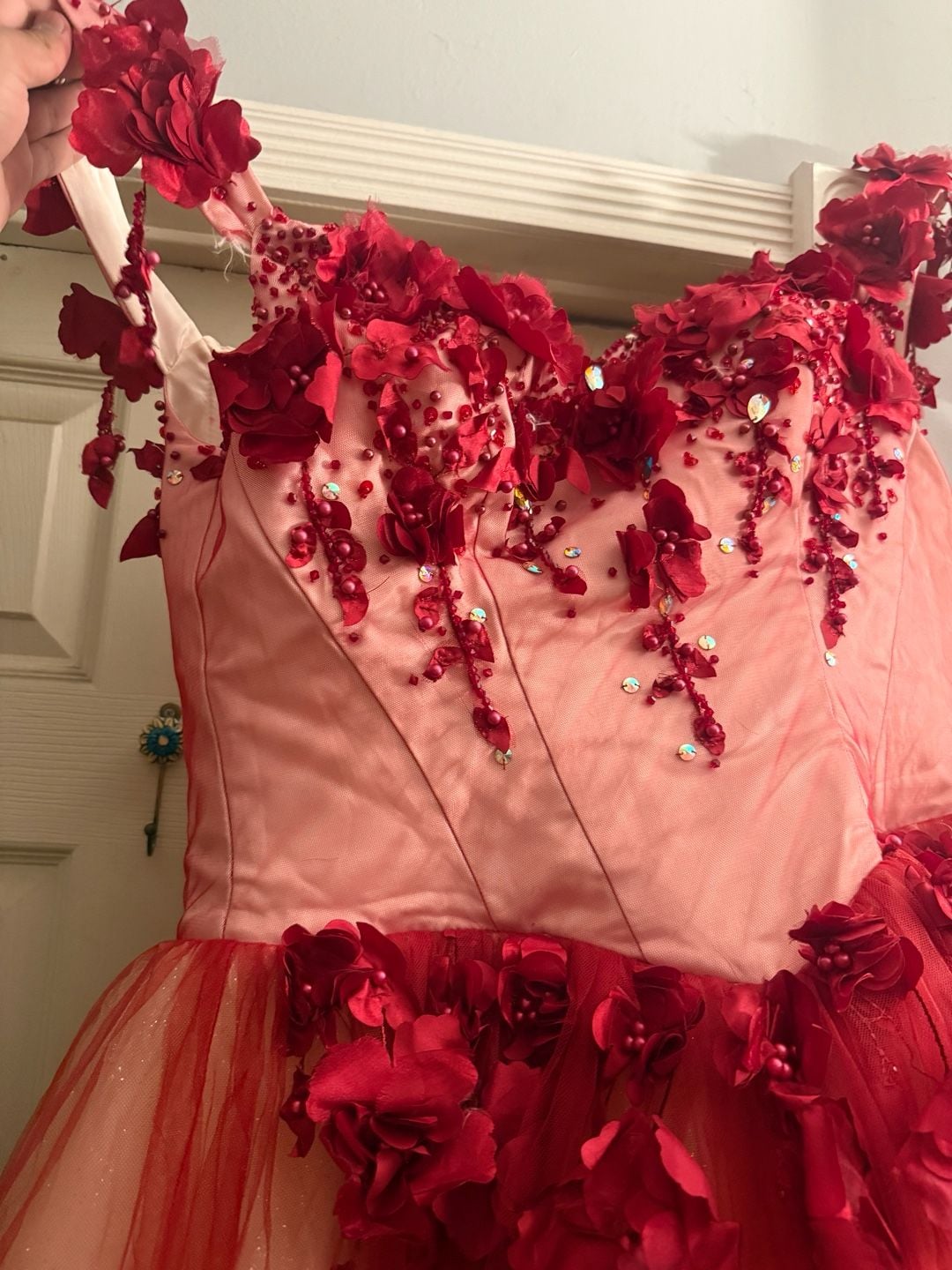 Elizabeth K 3D Floral Embellished Off-Shoulder Corset Gown 3