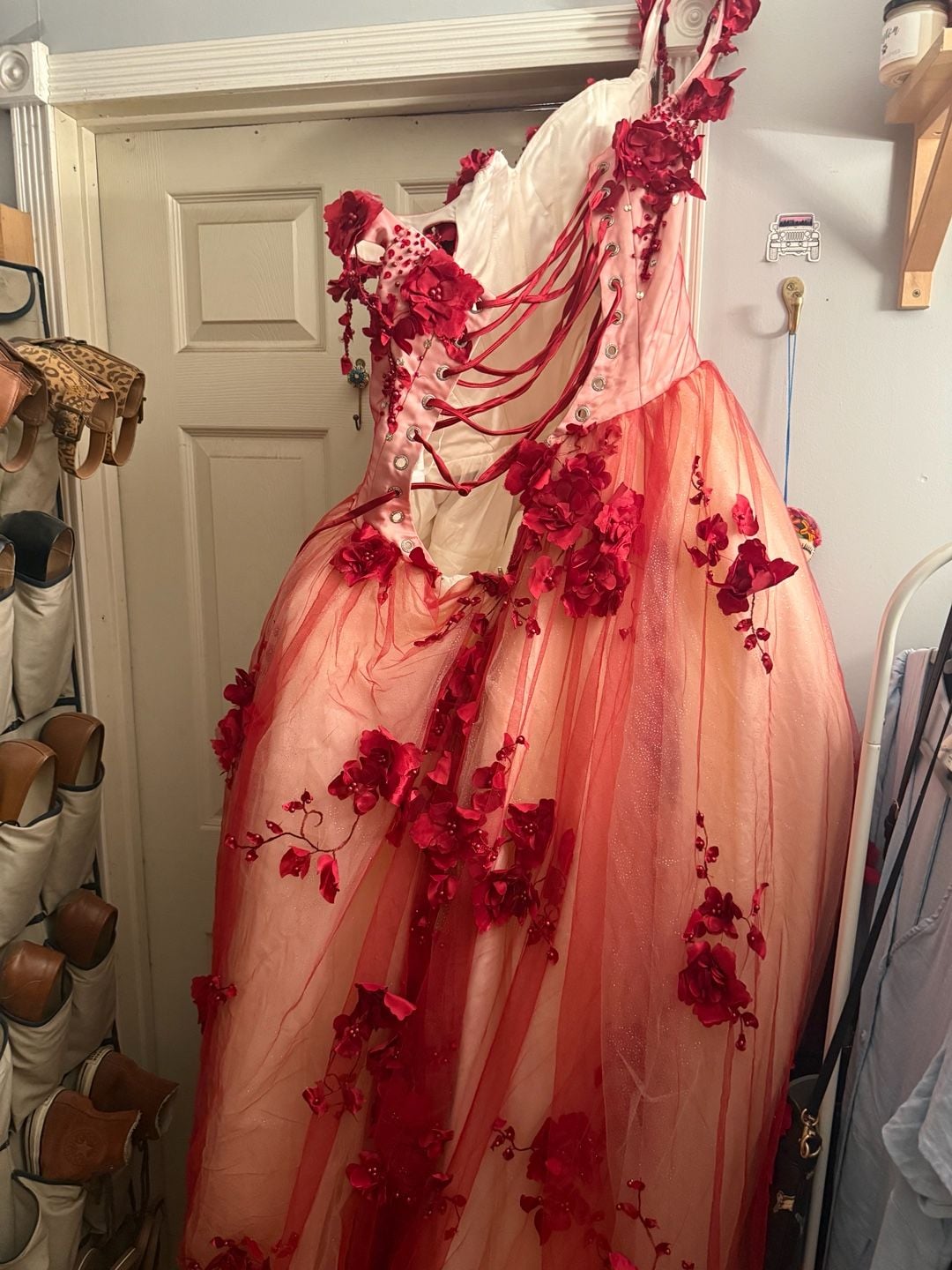 Elizabeth K 3D Floral Embellished Off-Shoulder Corset Gown 4