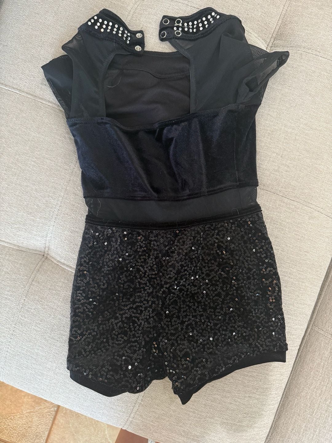 Weissman Black Sequin Velvet Rhinestone Two-Piece Dance Costume 3