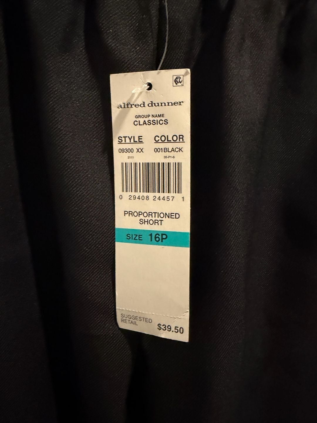 Alfred Dunner Petite Black Elastic Waist Pull-On Casual Pants 8