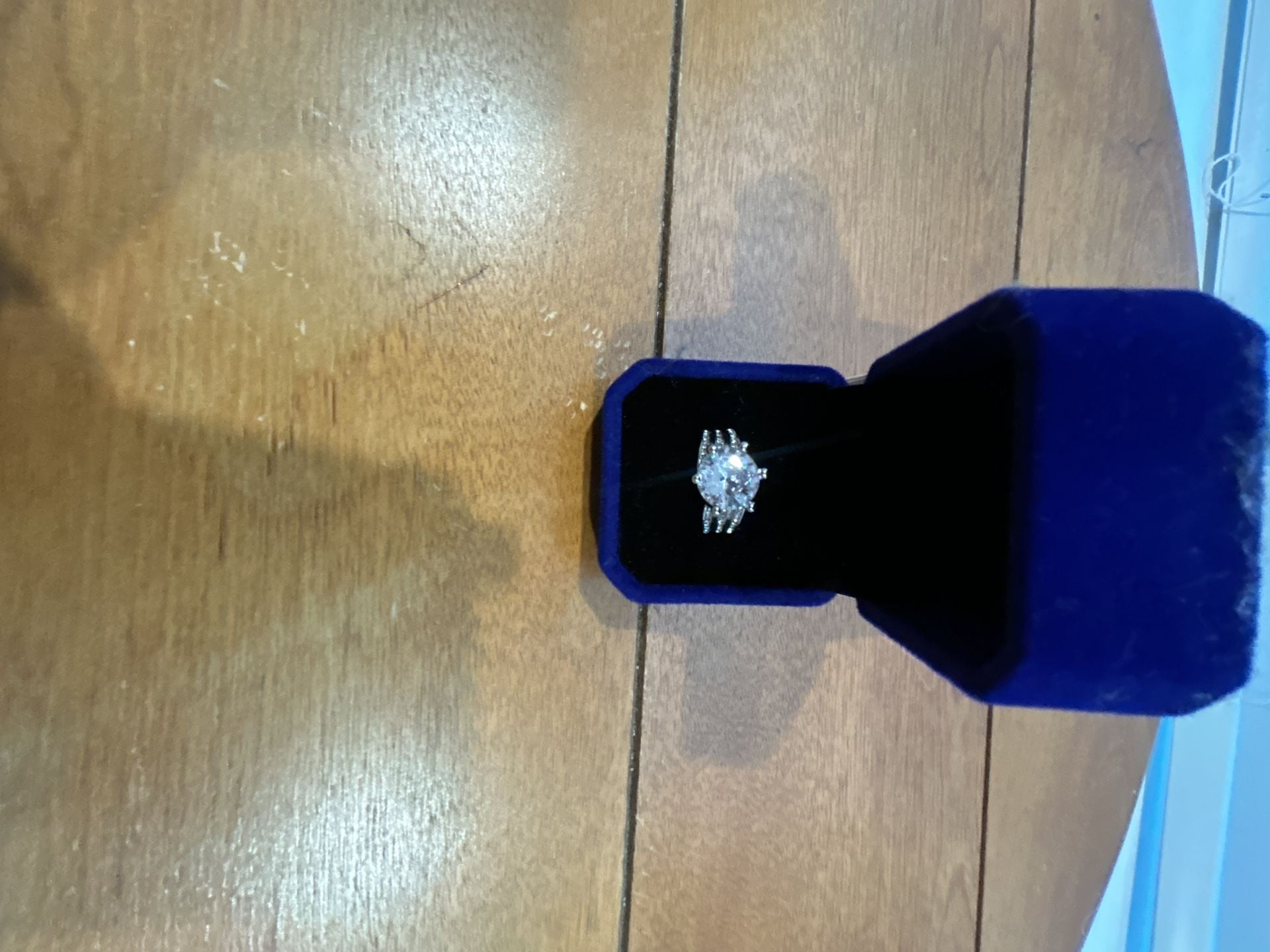 Sterling Silver Marquise Cut CZ Cluster Engagement Wedding Ring Set 1