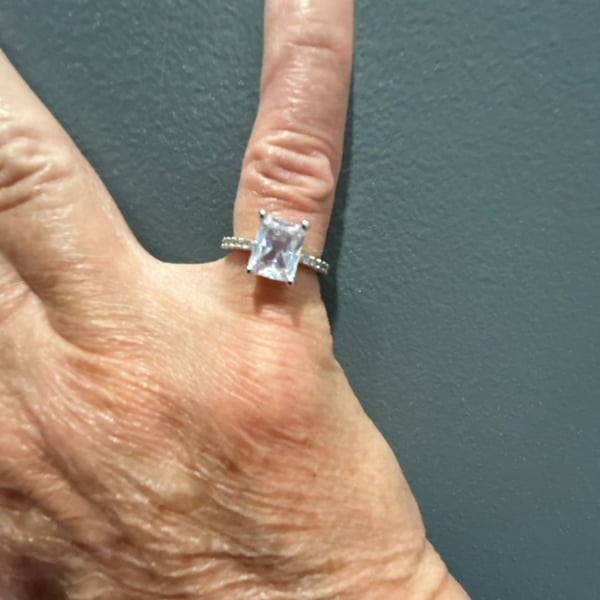 Radiant Cut Cubic Zirconia Engagement Ring with Pave Band