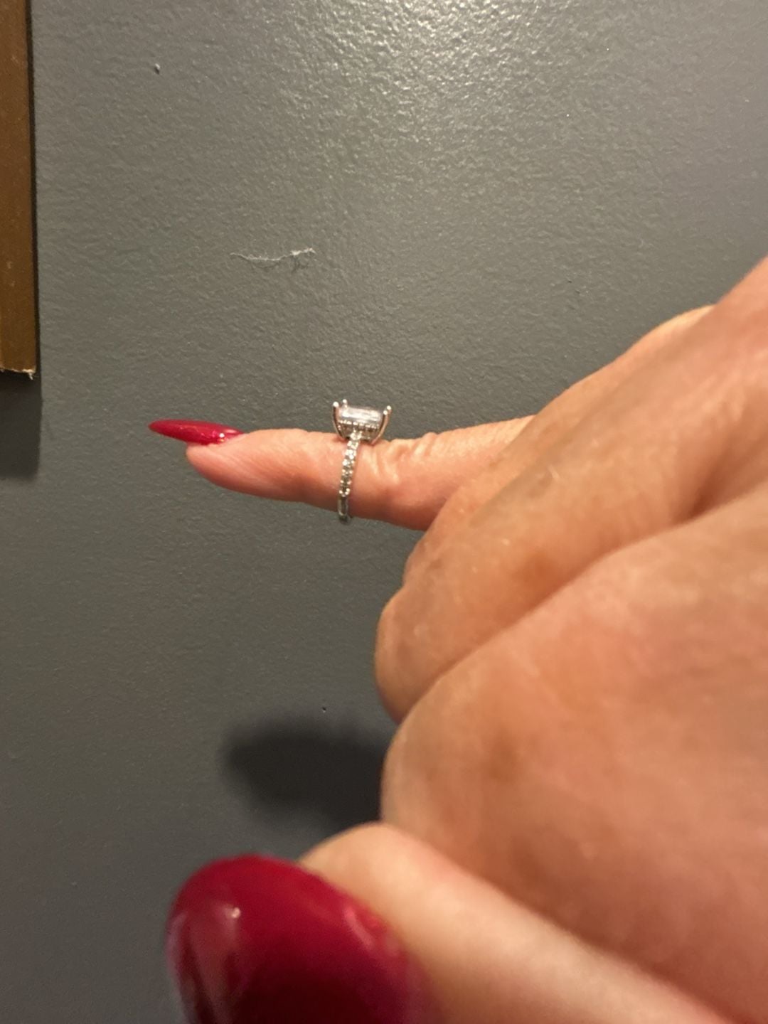 Radiant Cut Cubic Zirconia Engagement Ring with Pave Band 3