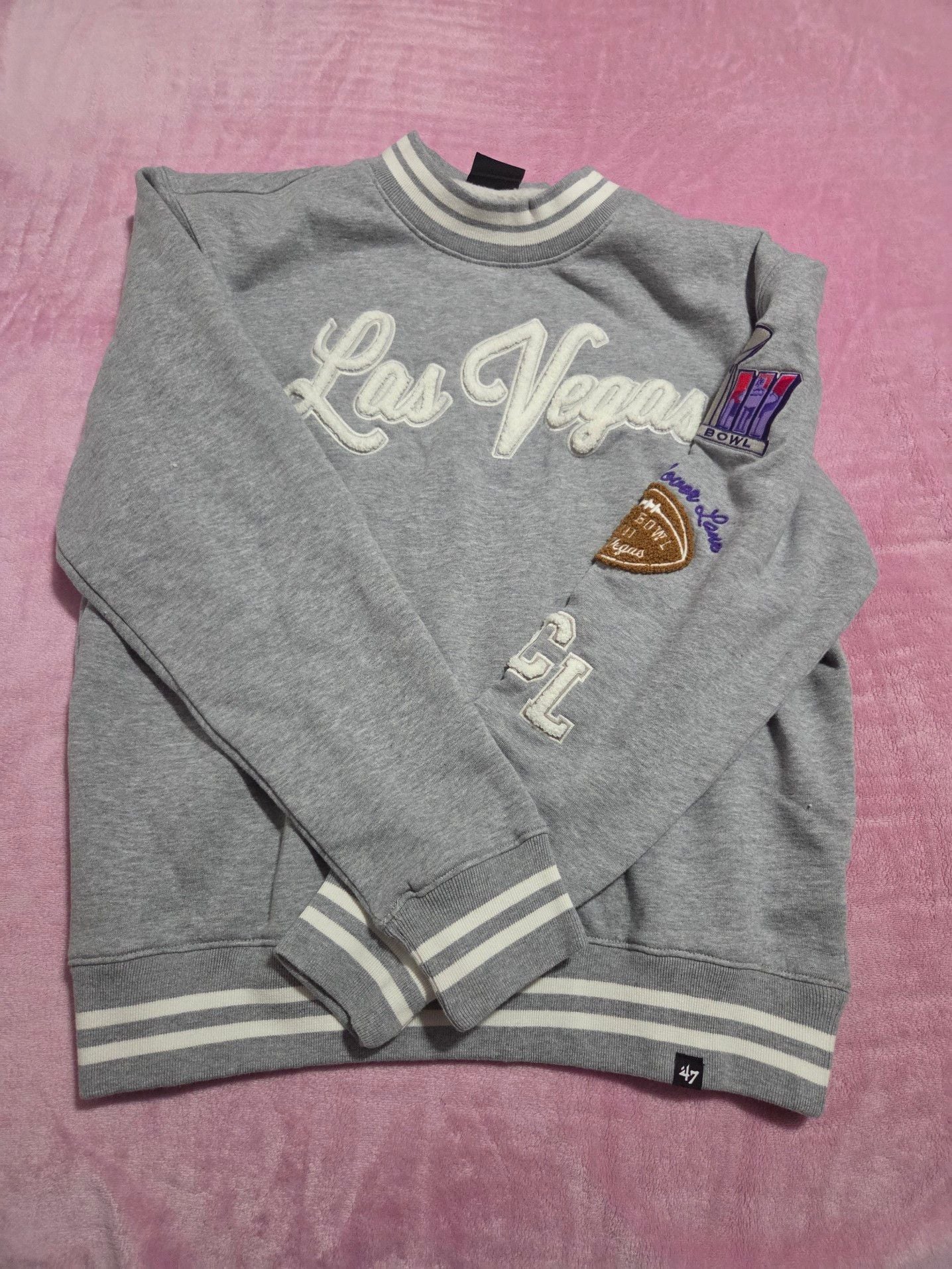 Stoney Clover Lane x Super Bowl LVIII Las Vegas Grey Ringer Sweatshirt 3