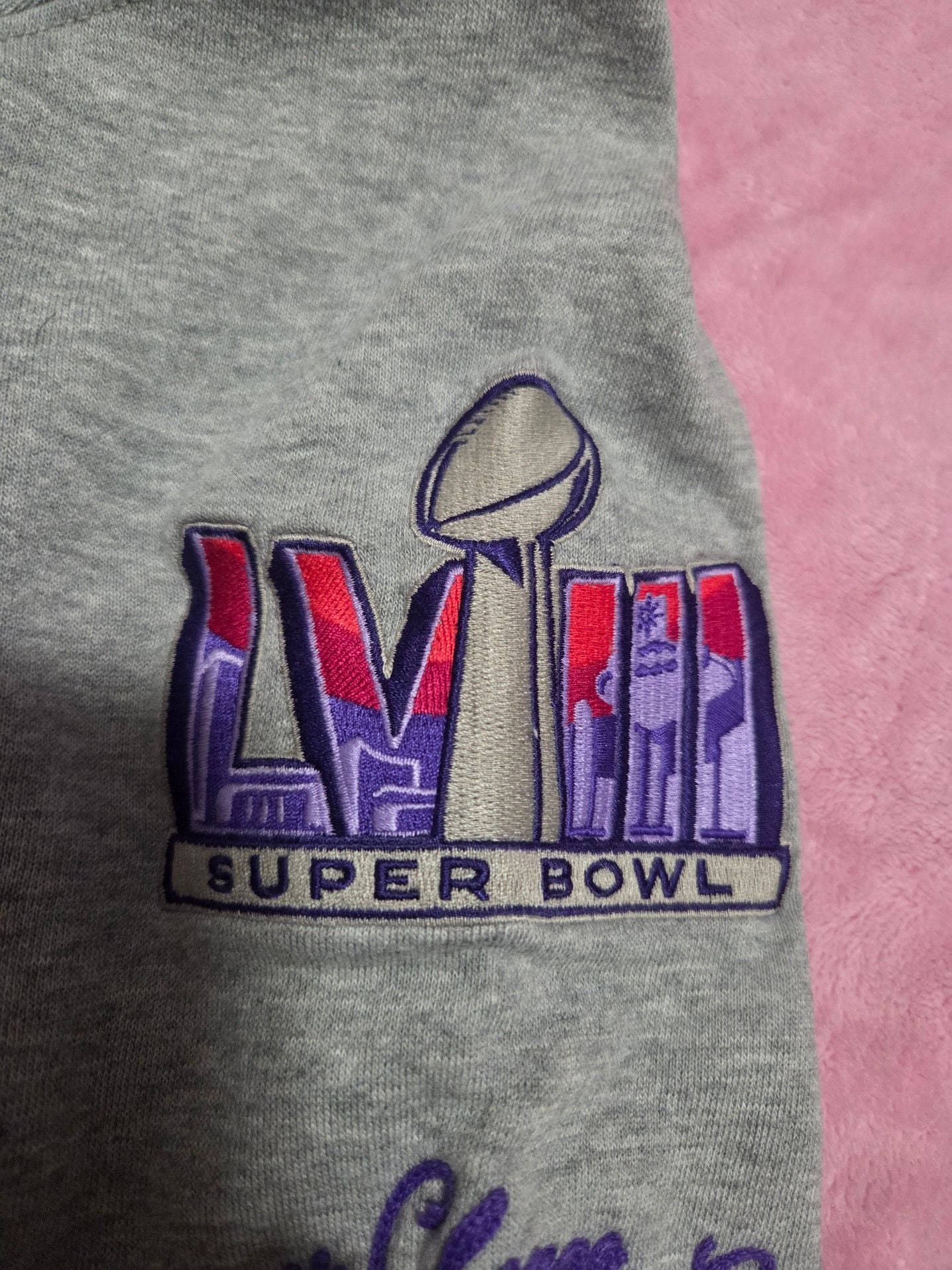 Stoney Clover Lane x Super Bowl LVIII Las Vegas Grey Ringer Sweatshirt 6