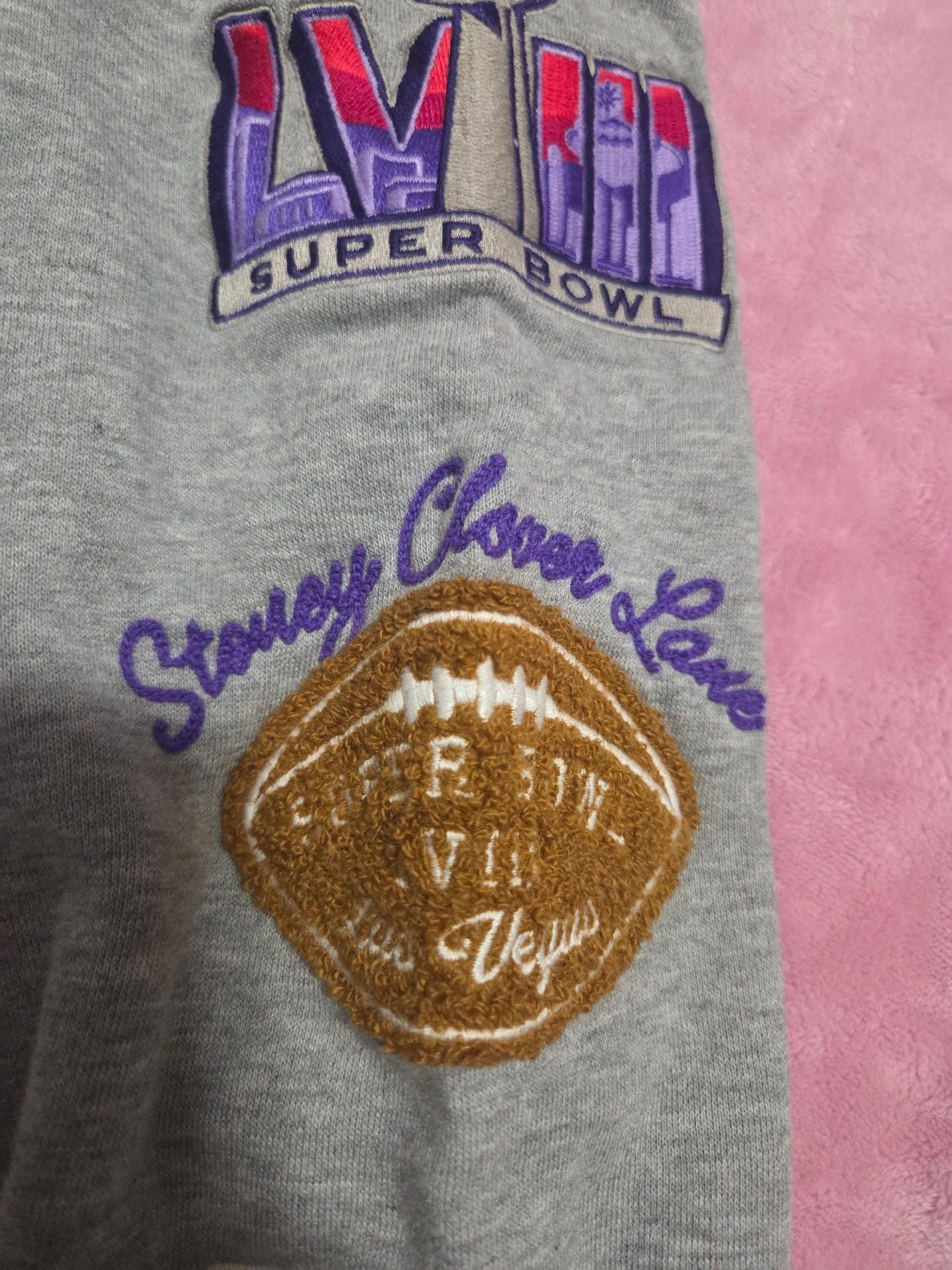 Stoney Clover Lane x Super Bowl LVIII Las Vegas Grey Ringer Sweatshirt 7