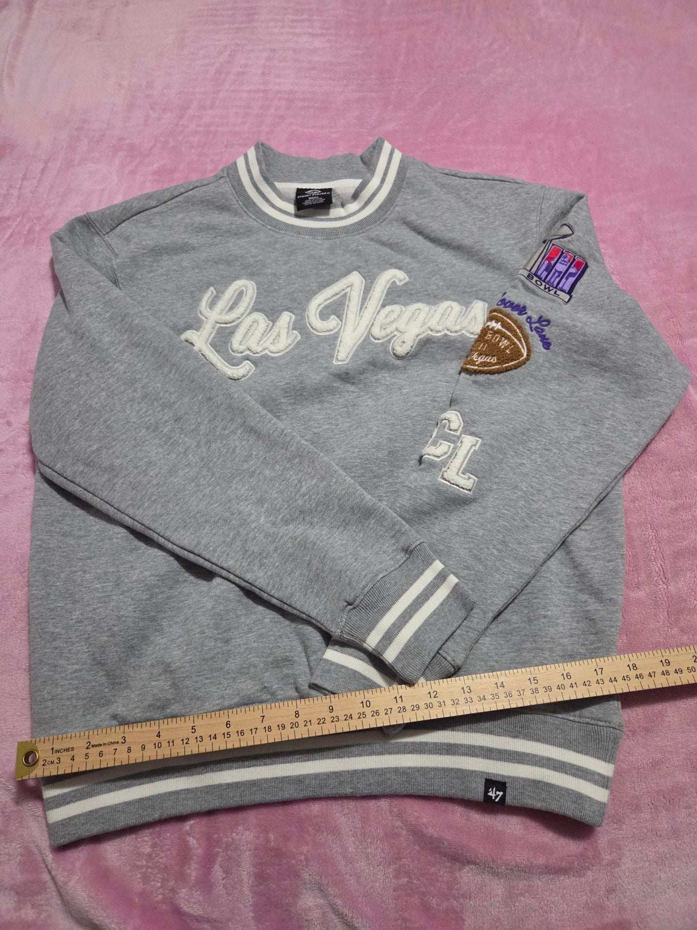 Stoney Clover Lane x Super Bowl LVIII Las Vegas Grey Ringer Sweatshirt 12