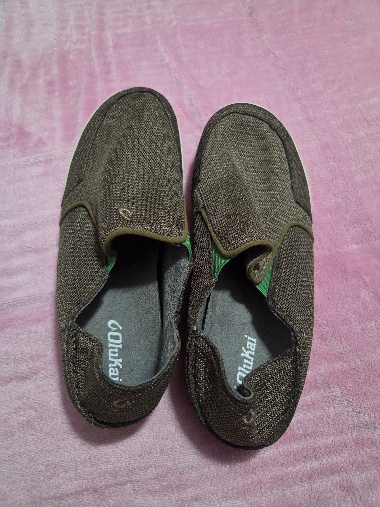 OluKai Nohea Mesh Men's Slip-On Shoes in Mustang/Lime Peel 2
