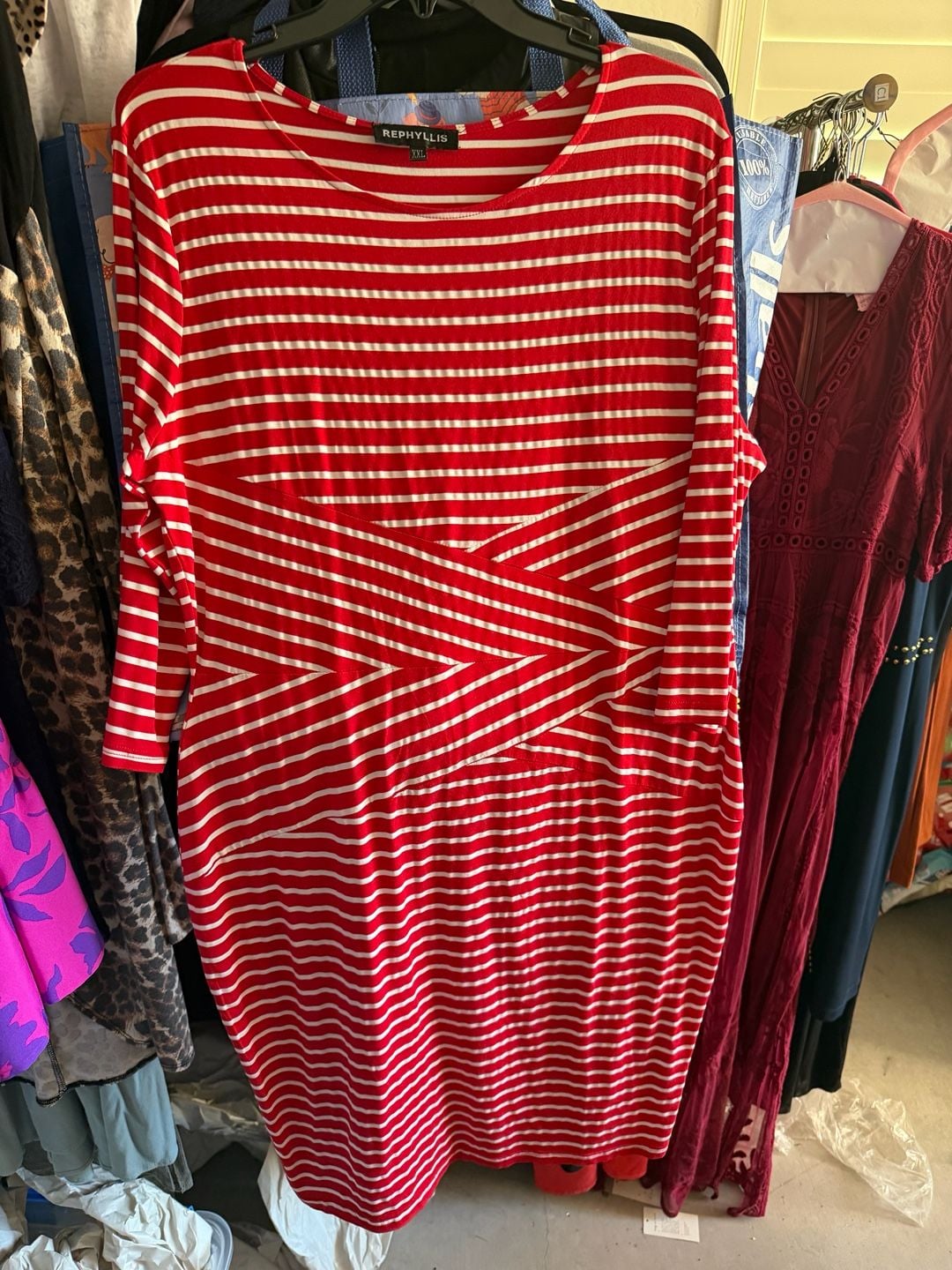 Rephyllis Red and White Striped Midi Dress 2