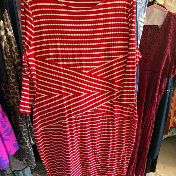 Rephyllis Red and White Striped Midi Dress
