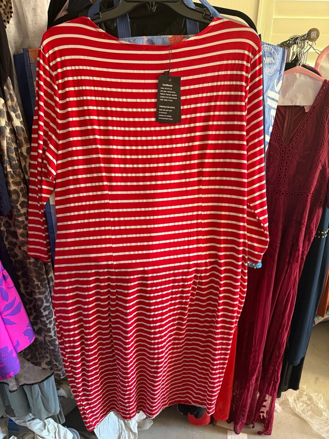 Rephyllis Red and White Striped Midi Dress 4