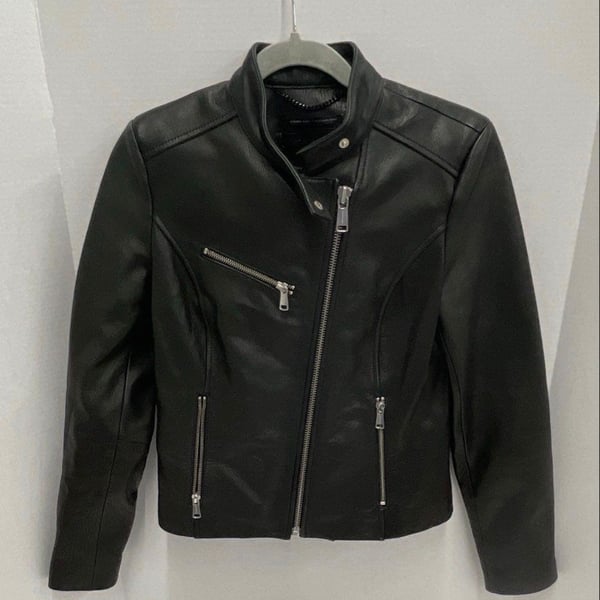 Andrew Marc x Richard Chai Women's Black Leather Moto Jacket
