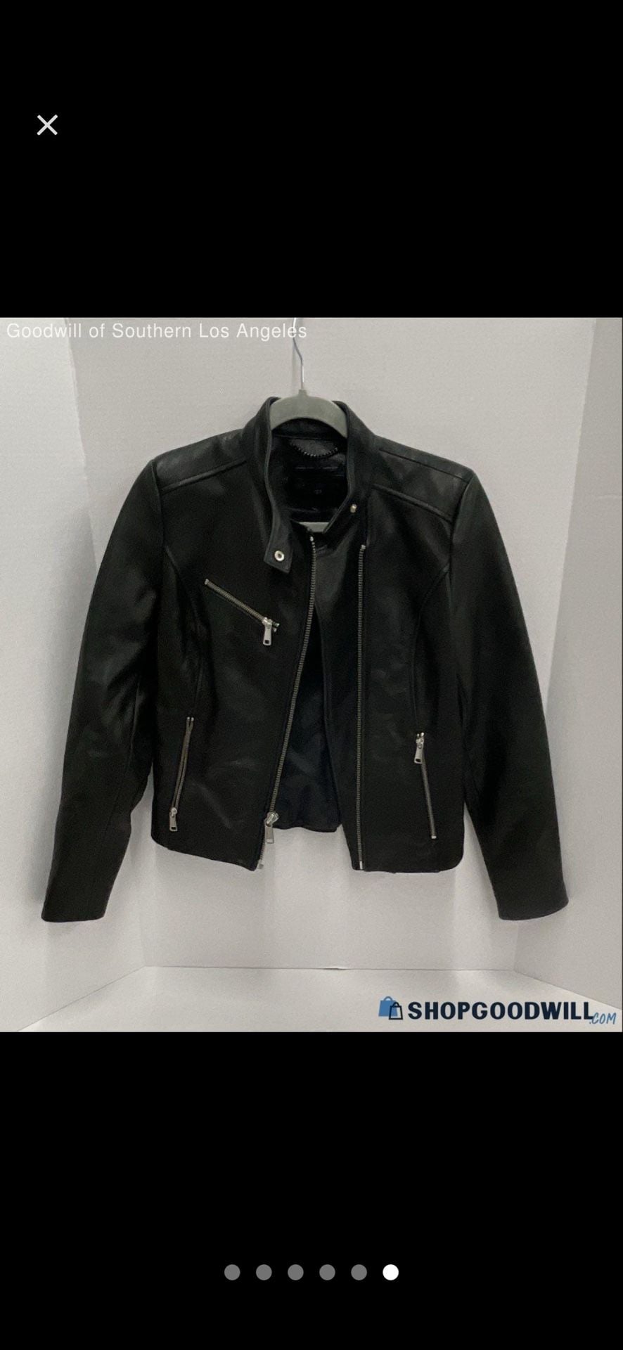 Andrew Marc x Richard Chai Women's Black Leather Moto Jacket 6