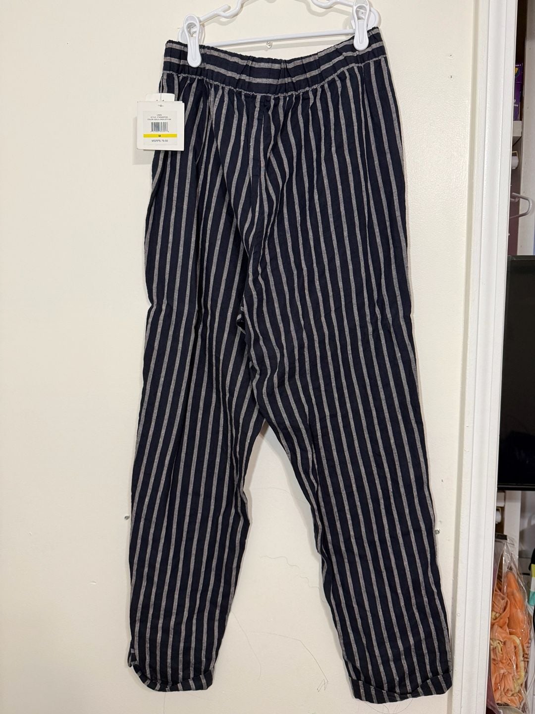 Ellen Tracy Women's Linen Striped Drawstring Pants 2
