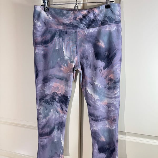 Marika Sport Women's Abstract Watercolor Print Capri Leggings Large