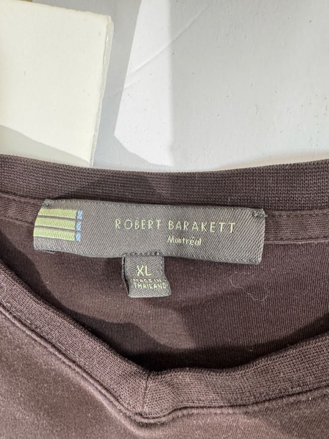 Robert Barakett Men's Long Sleeve V-Neck 100% Pima Cotton Shirt, Brown, Size XL 5