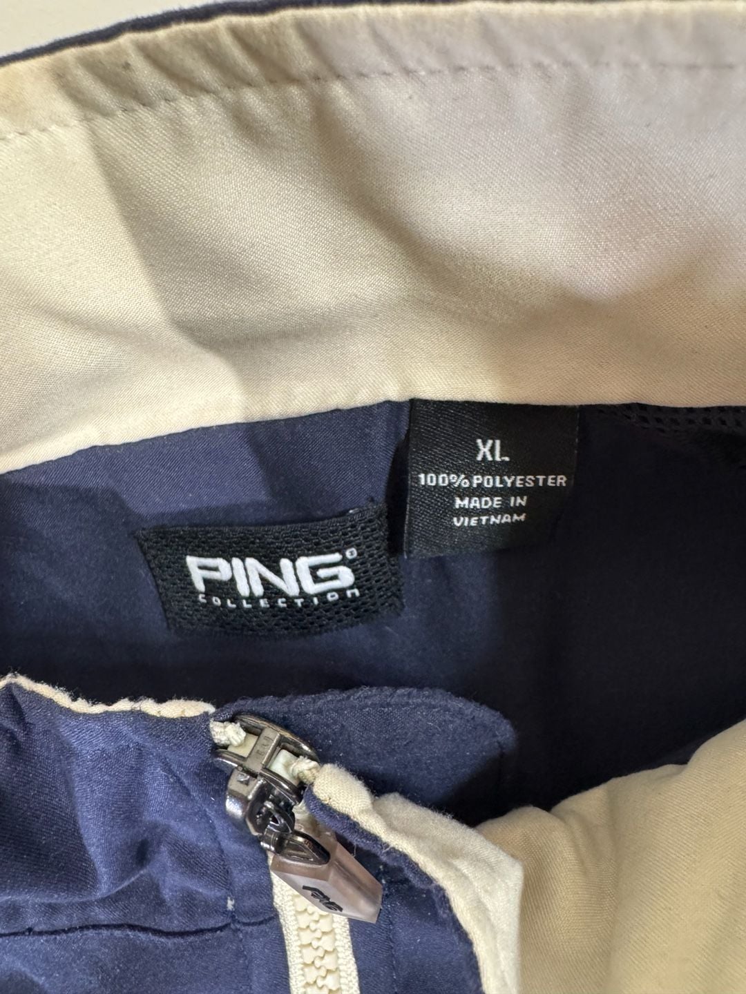 Ping Collection Navy and Tan 1/4 Zip Golf Performance Pullover Jacket Size XL 7